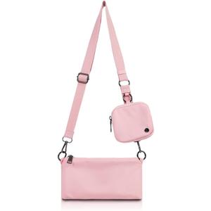 Trendy Mini Crossbody Bags for Women Lightweight Nylon Shoulder Bag waterproof small purse for Travel sports, Pink