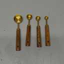 Measuring Cups and Spoons Set 4 Piece, Food-Grade Golden Nonstick with Non-Slip Wooden Handle, Engraved US/Metric Markings for Cooking Baking