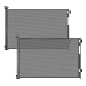 (2 Pack) Retractable Baby Gate for Stairs and Doorways, 55" Wide x 33" Tall Mesh Dog Gate for Indoor & Outdoor Use, Safety Gate for Babies and Pets, Child Gates for Hallways, Hardware Mounted, Gray