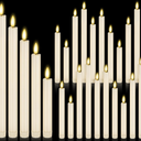 Rossesay 20 Pcs Flameless LED Taper Candles Battery Operated Taper Candles 5 Sizes of 6.5'', 7.7'', 8.8'', 10.0'', 11.2'' Flameless Candlesticks Flickering with 3D Flame for Wedding(Ivory White)