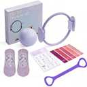 Pilates Ring Kit for Home Workout to Tone, Sculpt and Strengthen(Purple)