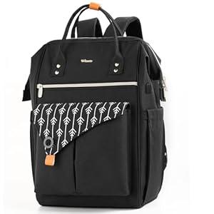 MOMUVO Laptop Backpack for Women with USB Port, Student Bookbag Water Resistant Backpacks Teacher Doctor Nurse Work Stylish Travel Bags, Fits 17-Inch Laptop,Pink