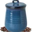 Ceramic Food Jar, 88 oz Cookie Jar with Airtight Lid, Farmhouse Coffee Canister for Kitchen Home, Large Canister for Coffee Beans, Sugar, Flour, Snack, Pasta, Dog Cat food, Blue