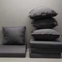 Outdoor Chair Cushion 19 x 19 Inch, Backrest and Seat Cushion Set for Patio Furniture with Water Resistant Removable Cover, Dark Grey, Set of 4