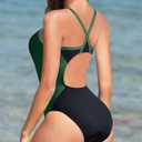 Holipick Athletic One Piece Swimsuits for Women Training Sport Bathing Suit for Teens Girls Modest Swimwear (Black, L)