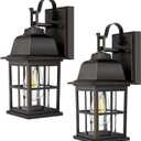2-Pack Outdoor Wall Sconces, 100% Aluminium Oil-Rubbed Bronze Exterior Light Fixtures Wall Mount, Waterproof &Anti-Rust Outside Wall Lanterns Porch Lights for House Garage Doorway, Bulbs Not Included