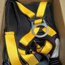 Fall Protection Premium Safety Harness with Shock Absorbing Lanyard, Vented & Padded Shoulder, Legs & Back - Upgrade 4 Quick Buckles (Yellow)