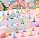 DoubleFill 60 Pcs Mini Easter Gnome Figurine Bunny Resin Gnomes 5 Styles Spring Miniature Figures for Easter Spring Festival Party Favors Gifts Home Table Landscape Decor