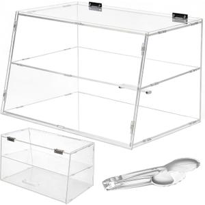 2-Tier Acrylic Pastry Display Case, Countertop Bakery & Food Stand | with Lift-Up Rear Door,for Donuts, Bagels, Cakes, and Cookies