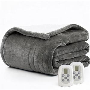 Heated Blanket Electric Blanket Queen Size 84"x90" Fast Heating Electric Blanket with Dual Control 10 Heat Levels & 10 Hours Auto-Off Overheat Protection Cozy Soft Flannel Heated Throw Blanket