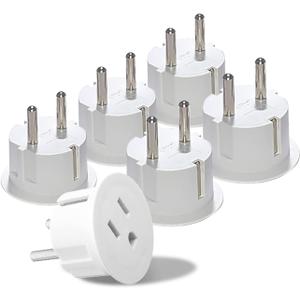 OREI American USA To European Plug Adapter  Type E/F Schuko Plug Adapter - Use in Germany, France, & More - CE Certified  For Mobile, Laptop & Camera Chargers - 6 Pack