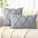 decorUhome Summer Throw Pillow Covers 20x20 Inch Set of 2, Soft Plush Faux Fur Wool Grey Accent Couch Pillow Covers for Modern Farmhouse Bed Sofa Living Room