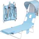 Backpack Beach Tanning Chair with Canopy and Face Hole, 6-Position Folding Lay Out Lounge Chair, UPF 50+ Wind-Resistant Sun Shade, Portable Recliner for Sunbathing, Outside, Poolside, Lawn, Patented