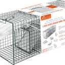 HOMESTEAD 2-Pack Live Animal Trap - Specialized for Raccoons, Opossums, Groundhogs, Skunks, Feral Cats, Squirrels - Heavy Duty Steel Traps, 1-Door, Green, Humane Catch & Release Animal Trap,89-302