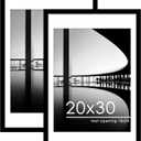 PEALSN 20x30 Picture Frame Set of 2, Display Pictures 18 x 24 with Mat or 20 x 30 without Mat for Wall Mounting Display, Poster Frames, Black