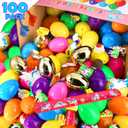 [ 6 Surprise Golden Eggs ] 100 Pack Prefilled Easter Eggs with Assorted Toys Inside, 100 Plastic Easter Eggs Fillers with Fidget Toys, Easter Basket Stuffers Easter Party Favors for Kids Boys Girls