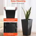VEVOR Set of 2 Tall Outdoor Planters 22inch, Large Planters for Outdoor Indoor Plants, Black Front Porch Planter Flower Tree Plant Pots with Modern Design and Built-in Drainage