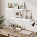 Fun Memories Floating Shelves for Wall, 32 Inch Long Floating Shelves Set of 2, 32 x 10 Wooden Shelves for Wall, Large Storage Shelves, Hanging Shelves for Bathroom Kitchen Bedroom, White, 32W x 10D x 1.5H