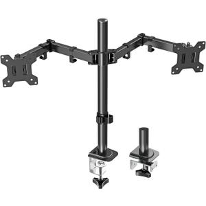 MOUNT PRO Dual Monitor Mount, Height Adjustable Monitor Arm Stand fits 13 to 27 inch LCD Computer Screen, Monitor Mount Desk Stand for 2 Monitors, VESA Mount 75x75/100x100mm, Each Holds Up to 17.6lbs