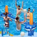 KIDDITOY 118" Pool Volleyball Set – Inflatable Volleyball Court with 2 Weight Bags, Upgraded PVC Ball & Pump – Fun Pool Games for Adults & Family | Summer Party Gift for All Ages