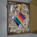 WinnerWhy Baby Shower Game Sign Kit Includes 32 Unfinished Wooden Car Blocks, 12 Markers, and a Prize Decoration Sign for Baby Shower (Kraft)