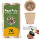 CLEANGOR 70Pcs Biodegradable 3.15 Peat Pots with 70Pcs Plant Labels, Biodegradable Seed Starter Pots with Drainage Holes, Nursery Pots for Seedlings, Herbs, Vegetables, Flowers, Gardening Kit