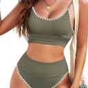 Herseas Womem 2 Piece High Waisted Bikini Sets Color Block Popular Swimsuits 2026 Summer Beach Swim Best Bathing Suits Medium