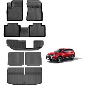 Floor Mats & Cargo Liner & Backrest Mat Fit for 2022-2025 Mitsubishi Outlander (Not Fit PHEV or Sport Models) : Custom Fit All Weather TPE Car Floor Liners