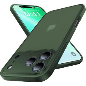 for iPhone 17 Pro Case, [Ribbed Non-Slip Sides] [Military-Grade Drop Protection] [Full Camera Protection] Anti-Yellow Soft-Touch Shockproof Slim Phone Case for iPhone 17 Pro, ForestGreen