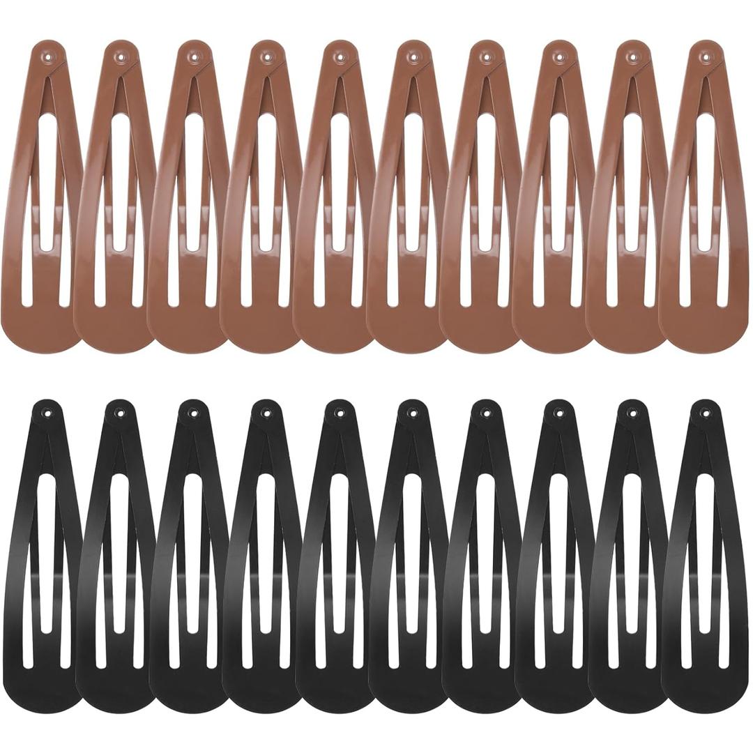 WILLBOND 30 Pieces 3.1 Inch Large Metal Snap Hair Clips Nonslip Barrettes Women Hair Accessories (Brown and Black)