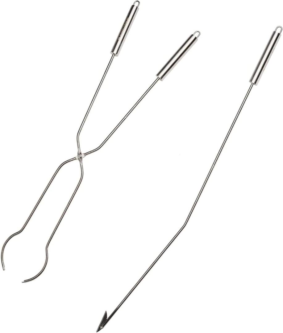 Solo Stove Fire Pit Tools – 2-Piece Set Includes 36.5" Fire Pit Poker and 32" Wood Tongs – Stainless Steel Grabber Tools for Outdoor Campfires, Bonfires, and Fire Pit Accessories