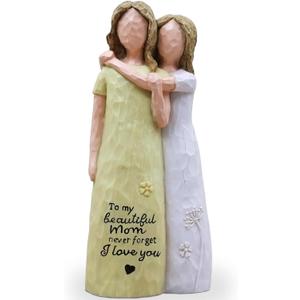 Mom Birthday Gifts from Daughter, Birthday Gifts for Mom from Daughter, Mother Daughter Gift, Mother of The Bride Gift, Sculpted Hand-Painted Figurine(Yellow)