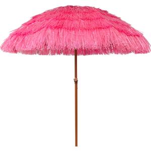 AMMSUN 7.5ft Hula Thatched Tiki Patio Beach Umbrella Hawaiian Style 10 Ribs UPF 50+ with Tilt Carry Bag for Outdoor Tiki Bar, Tropical Palapa, Patio Garden Beach Pool Backyard Pink