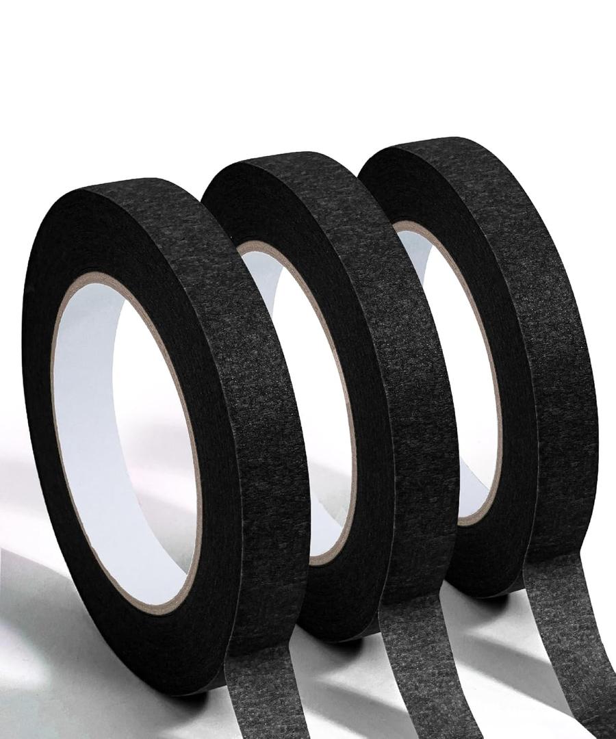 Mr. Pen- Black Masking Tape, 0.6 Inch Wide, 3 Rolls, 3 x 55 Yards, Black, Painters Tape