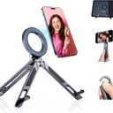 Magnetic Tripod for iPhone iPad, 2-in-1 Portable Phone Stand with Carabiner for Travel Gym, Selfie Stick Tablet Holder Strong Magnet Quick Mount Compatible with iPhone 17 16 15 14 13 12 iPad Series