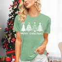 Christmas Shirts for Women: Merry Christmas Tree Graphic Tshirt Xmas Vacation Short Sleeve Tee Tops (Small, Lightgreen)