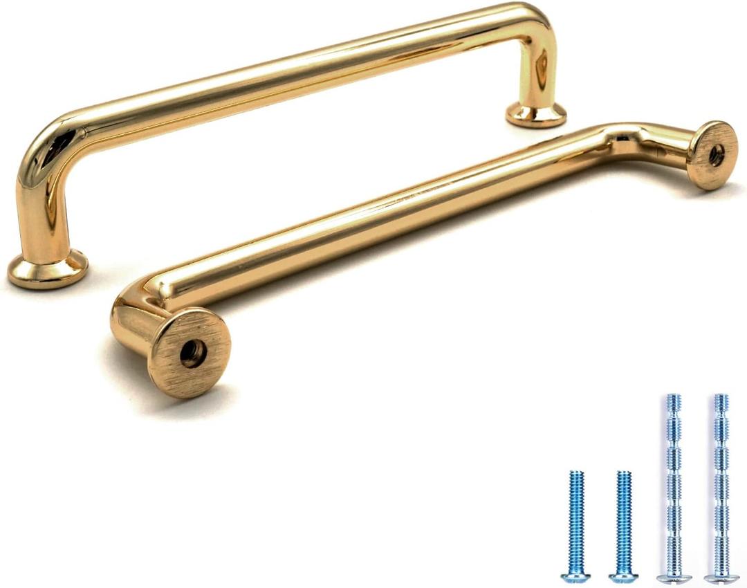 Bestory 10 Pack Hole Center 5''(128mm) Polished Brass Kitchen Cabinet Pulls.Zinc Alloy Solid Round Cabinet Handle Drawer Pull Modern Hardware for Bar Bestory 10 Pack Hole Center 5''(128mm) Polished Brass Kitchen Cabinet Pulls.Zinc Alloy Solid Round Cabinet Handle Drawer Pull Modern Hardware for Bar
