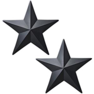 COOZZYHUOR 15.52Pcs Barn Star Wall Decor Texas Stars Art,Metal Stars for Outside Rustic Vintage Western Country Farmhouse Home Decoration (Black)