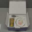 Natural Crystal Flower Matcha Set - 4 Pcs Food Grade Matcha Kit with Spouted Bowl, Matcha Whisk, Scoop and Chasen Holder - Matcha Tea Ceremony Gift for Matcha Lovers (Pine Shadow)