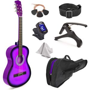 30" Wood Classical Guitar with Case and Accessories for Kids/Girls/Boys/Beginners (Purple Gradient)