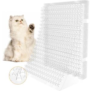 Scat Mat for Cats 16 x 13 Inch, 10 Pack Cat Deterrent Mat Outdoor Indoor, Cat Spikes with 50 Stickers