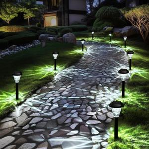 GIGALUMI 16 Pack Solar Lights Outdoor Waterproof,New Upgraded Solar Lights for Outside,Solar-Powered Garden Light,Outdoor for Patio,Lawn,Yard and Landscape (Cold White)