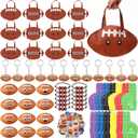 Maxdot 122 Pcs Football Party Favors Set Serve 12 Football Non Woven Goodie Bags Mini Face Stress Foam Finger Ball Keychain Bracelet Stickers bags for Kids Sports Birthday Party Supplies Gifts