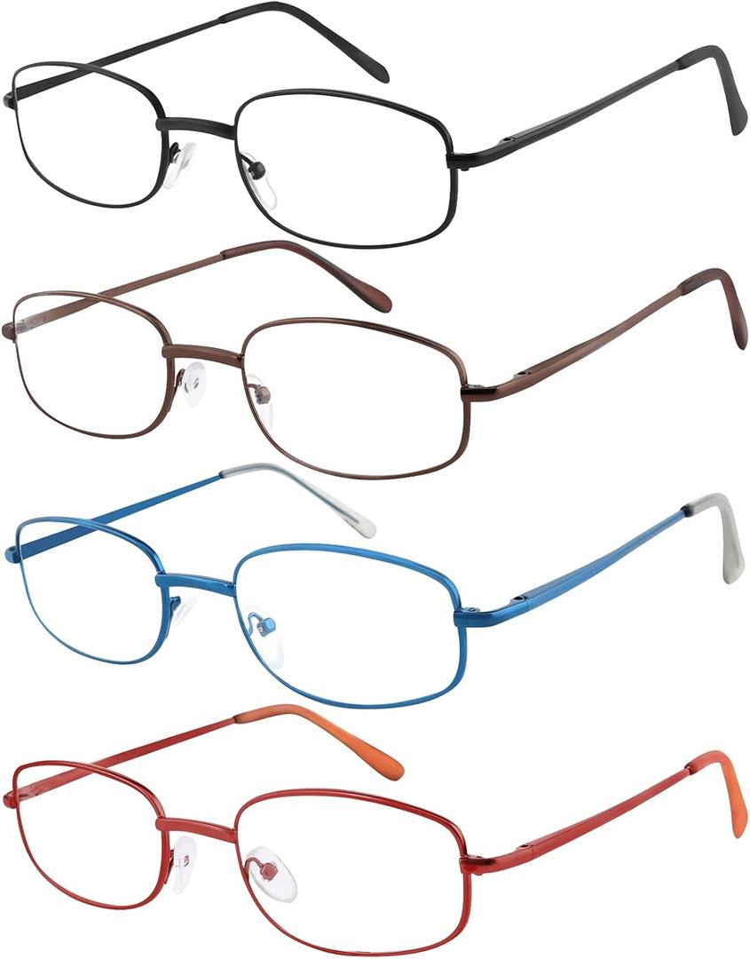 EFE Metal Frame Reading Glasses Readers for Men Women 2.5 Wire Lightweight Spring Hinge Eyeglasses 4 Pack (Mixcolor, 2.5)