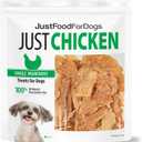 Just Food for Dogs Single Ingredient Healthy Dog Treats and Dog Snacks, Jerky Treats, Human Grade, Preservative and Grain Free, Rawhide Free Chews, Low Calorie Treat - Chicken Breast, 5 oz (EXP 10/26/27)