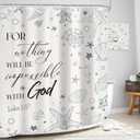 Glawry Bible Verse Shower Curtain Starfish Seashells Ocean Beach Coastal Christian Scripture Navy Blue Bathroom Inspirational Quotes 60Wx72L Inches Bath Accessories Art Home Decor Fabric 12 Pack Hook