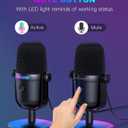 Gaming Microphone with Noise Cancellation & Mute Button, USB Condenser Mic for Streaming/Recording, Ultra-Compact Design, Compatible with PC/Mac/PS4/PS5, Podcast/YouTube/Twitch/Discord (Black)