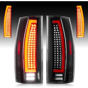 Tail Light Assembly Fit for Chevy Suburban 1500 2500, for Tahoe, for GMC Yukon XL 1500 2500 Pickup 2007-2013 (NOT Fit Barn Door & Hybrid Models), LED Tube Rear Taillights Set, Black Housing Clear Lens