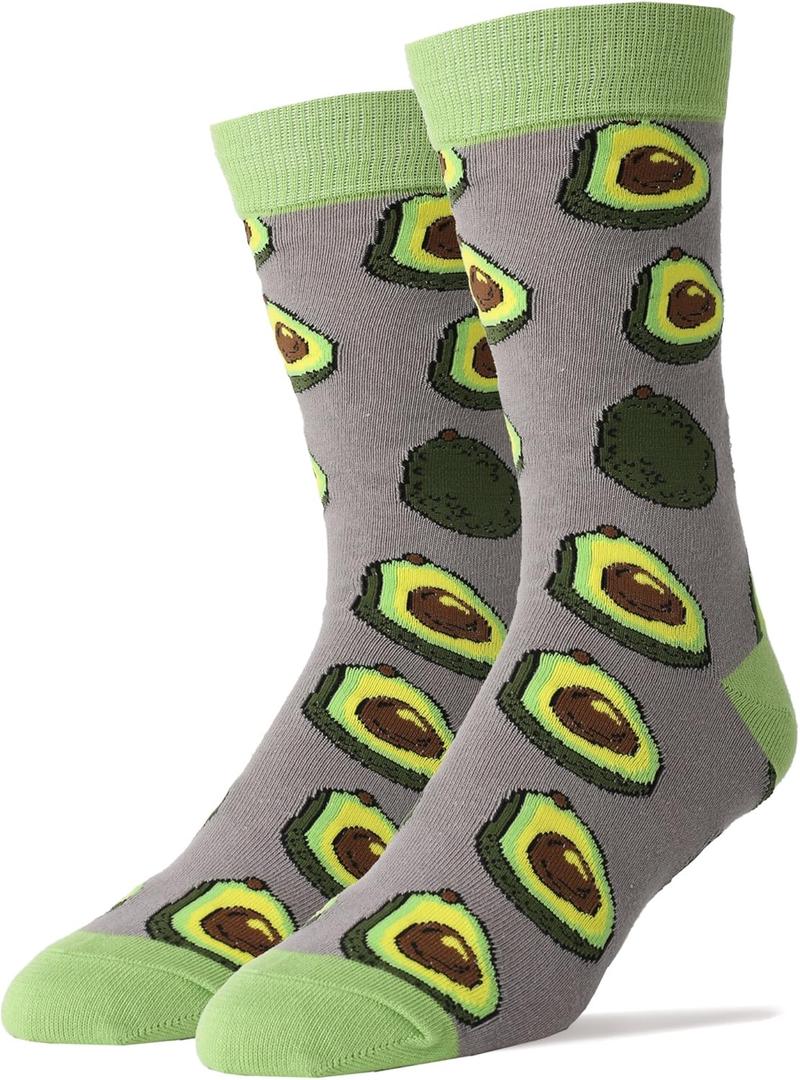 2 x ooohyeah Men's Funny Novelty Food Fruit Theme Crew Socks, Fun Crazy Silly Cotton Dress Socks, Shoe Size 8-13