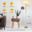Modern Floor Superlamp 10000 Lumen - LED 75W, Dimmable 5 Changing Color, 85 CRI All Around Light, Tall Corner Standing Lamp with Cement Base and Acrylic Shade, Glare Free UpLight Kit Ready - White